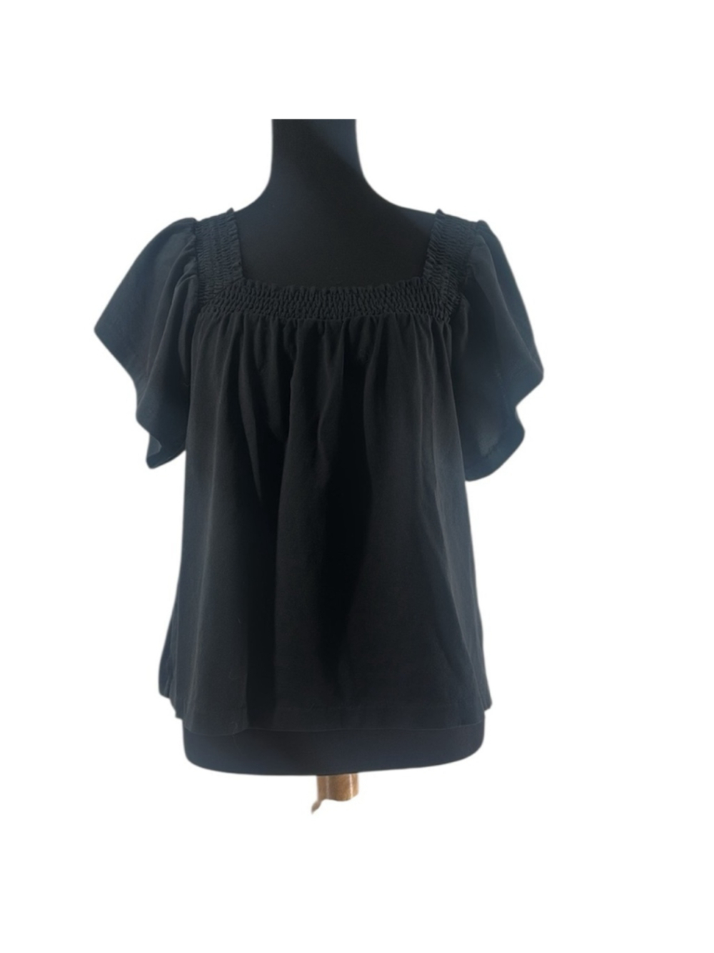 J.Crew Black shirt square neck smoked flowy minimalist sz sm